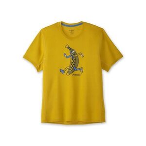 BROOKS MEN'S DISTANCE GRAPHIC SHORT SLEEVE SHIRT size M Mustard color.